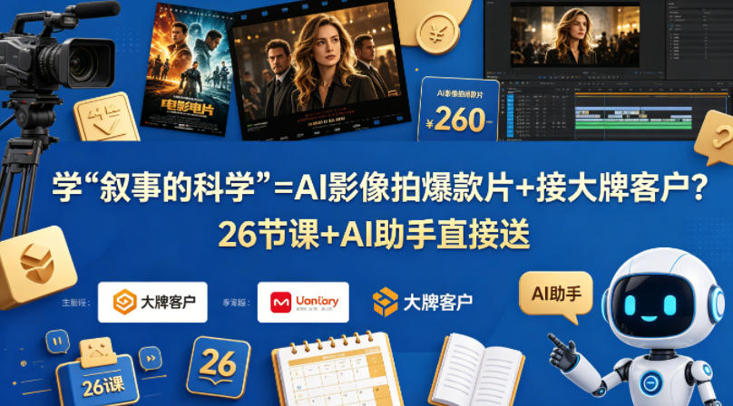学《叙事的科学》=AI影像拍爆款片+接大牌客户？26节课+AI助手直接送【原创双语字幕】-瀚洪创业网