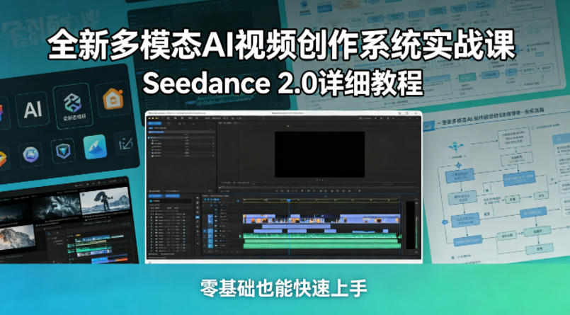 全新多模态AI视频创作系统实战课，Seedance 2.0详细教程，零基础也能快速上手-瀚洪创业网