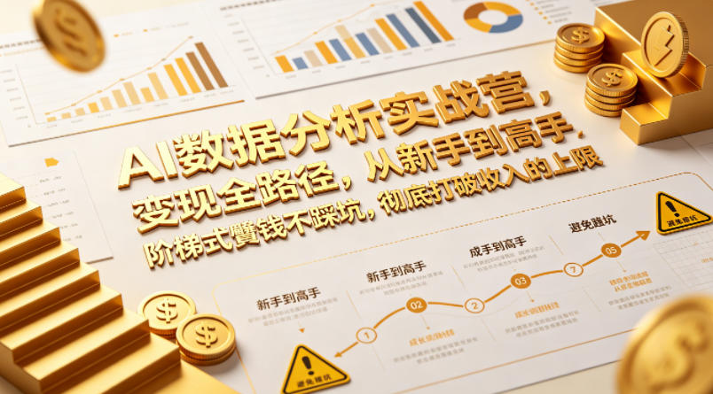 AI数据分析实战营，变现全路径，从新手到高手，阶梯式賺钱不踩坑，彻底打破收入的上限-瀚洪创业网