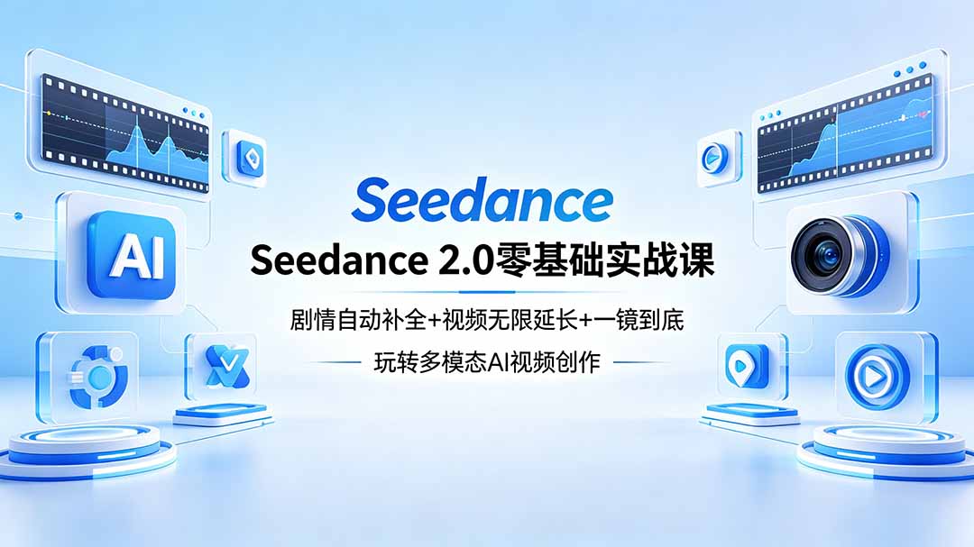 Seedance 2.0零基础实战课：剧情自动补全+视频无限延长+一镜到底：玩转多模态AI视频创作-瀚洪创业网