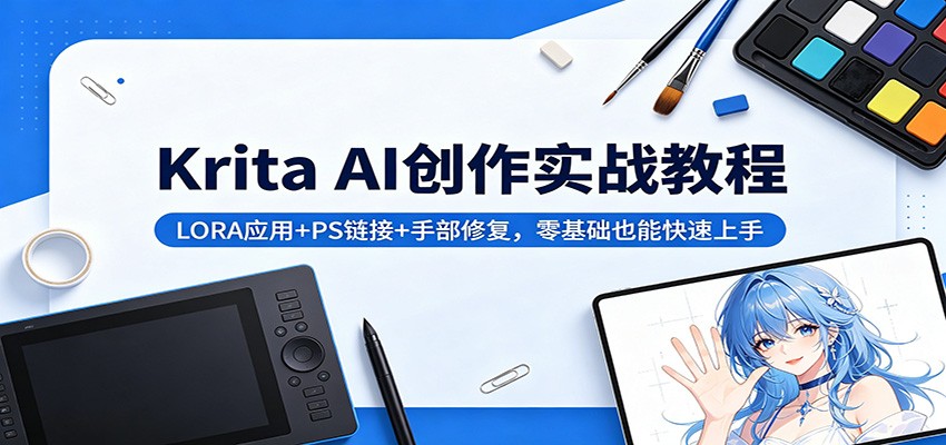 Krita AI创作实战教程：LORA应用+PS链接+手部修复，零基础也能快速上手-瀚洪创业网