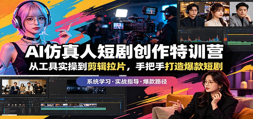 AI仿真人短剧创作特训营：从工具实操到剪辑拉片，手把手打造爆款短剧-瀚洪创业网