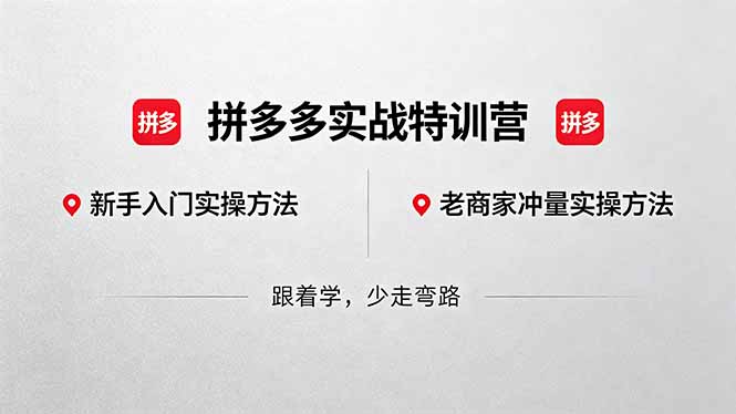 拼多多实战特训营(更新5月3-瀚洪创业网