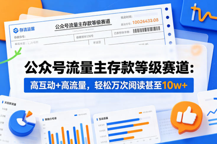 公众号流量主之存款等级赛道，高互动+高流量，轻松达到万次阅读，甚至10w+-瀚洪创业网