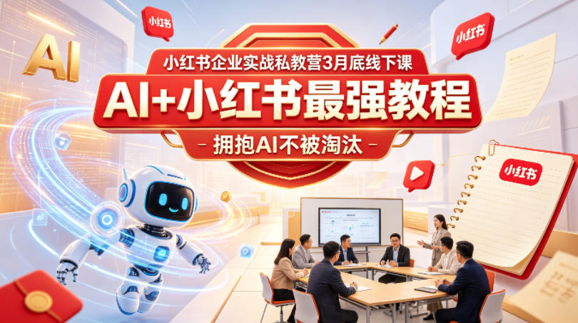 小红书企业实战私教营3月底线下课，AI+小红书最强教程，拥抱AI不被淘汰-瀚洪创业网