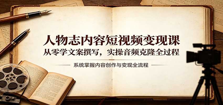 人物志内容短视频变现课：从零学文案撰写，实操音频克隆全过程-瀚洪创业网