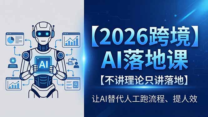 2026跨境AI落地课，不讲理论只讲落地，让AI替代人工跑流程、提人效-瀚洪创业网