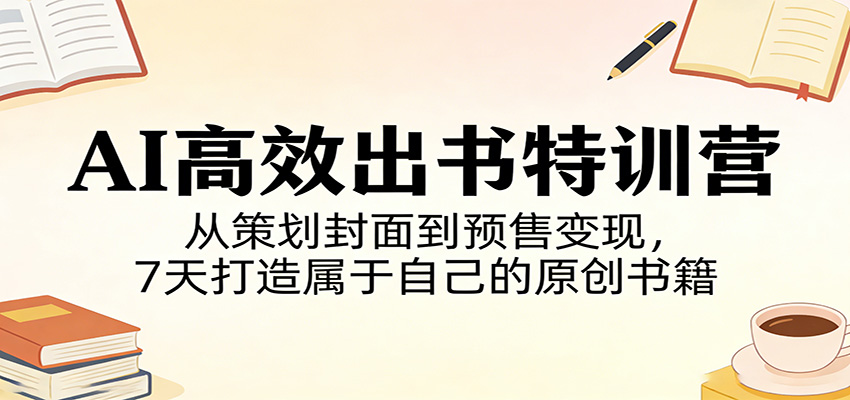 AI高效出书特训营：从策划封面到预售变现，7天打造属于自己的原创书籍-瀚洪创业网