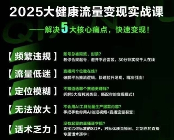 大健康流量全域新增长8.0，三月底线下课视频，大健康万亿蓝海，从类目突围到模式迭代-瀚洪创业网