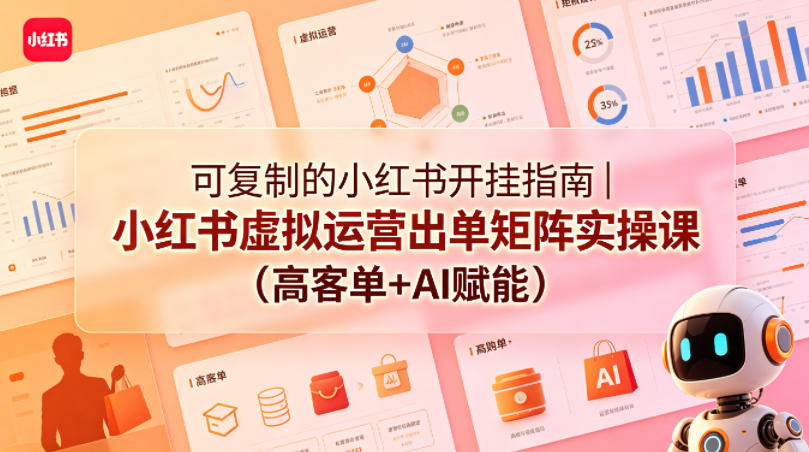 可复制的小红书开挂指南｜小红书虚拟运营出单矩阵实操课(高客单+AI赋能)-瀚洪创业网