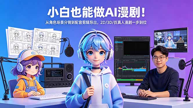 小白也能做AI漫剧！从角色场景分镜到配音剪辑导出，2D/3D/仿真人漫剧一步到位-瀚洪创业网