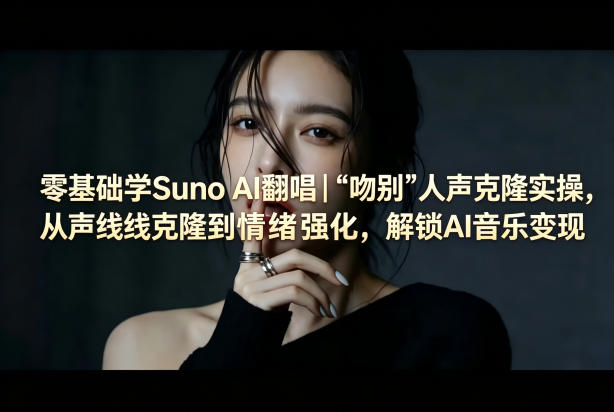 零基础学Suno AI翻唱｜《吻别》人声克隆实操，从声线克隆到情绪强化，解锁AI音乐变现-瀚洪创业网