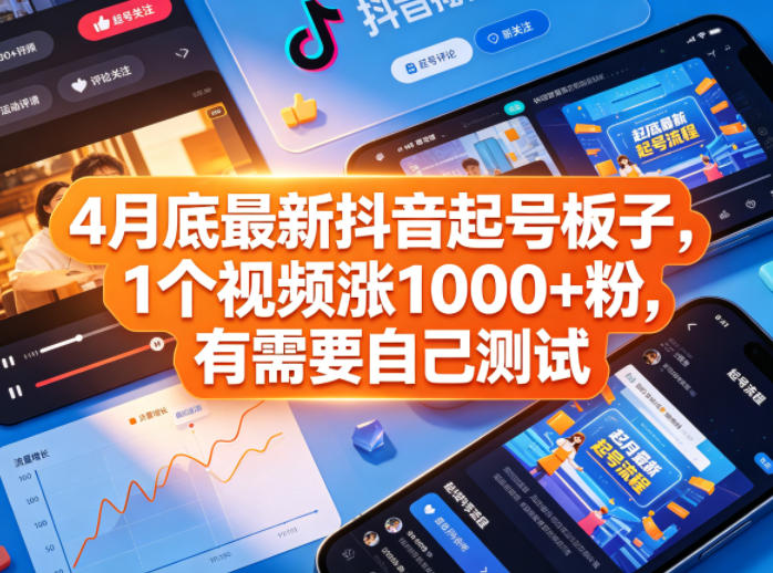 4月底最新抖音起号板子，1个视频涨1000+粉，有需要自己测试-瀚洪创业网