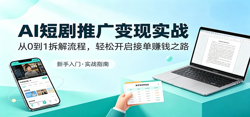 AI短剧推广变现实战：从0到1拆解流程，轻松开启接单赚钱之路-瀚洪创业网