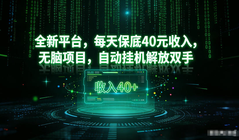 最新看广平台，每天保底30-4米，无脑项目，自动挂G解放双手【揭秘】-瀚洪创业网