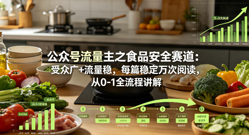 公众号流量主之食品安全赛道，受众广+流量稳，每篇作品稳定万次阅读，从0-1全流程讲解-瀚洪创业网
