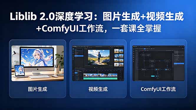 Liblib 2.0深度学习：图片生成+视频生成+ComfyUI工作流，一套课全掌握-瀚洪创业网