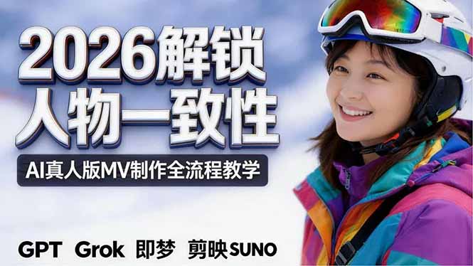 2026独创解锁人物一致性：AI真人版MV制作，不讲空话，不拼概念，全流程实操-瀚洪创业网