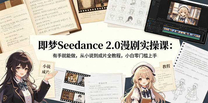 即梦Seedance 2.0漫剧实操课：有手就能做，从小说到成片全教程，小白零门槛上手-瀚洪创业网