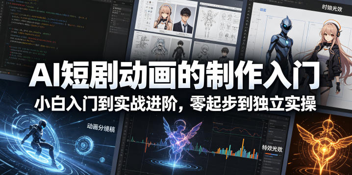 AI短剧动画的制作入门，小白入门到实战进阶，零起步到独立实操-瀚洪创业网
