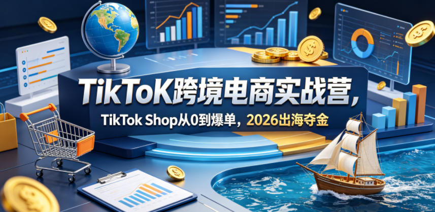TikToK跨境电商实战营，TikTok Shop从0到爆单，2026出海夺金-瀚洪创业网