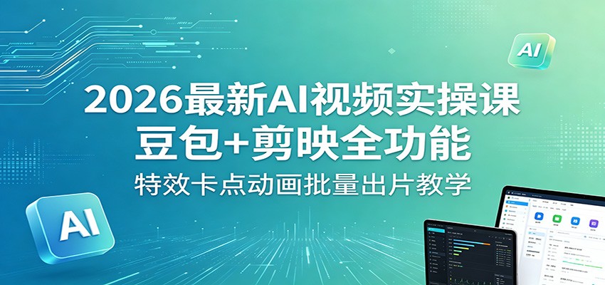 2026最新AI视频实操课：豆包+剪映全功能，特效卡点动画批量出片教学-瀚洪创业网