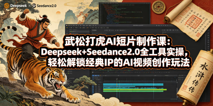 武松打虎AI短片制作课：Deepseek+Seedance2.0全工具实操，轻松解锁经典IP的AI视频创作玩法-瀚洪创业网