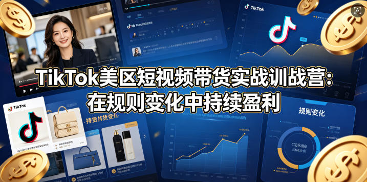 TikTok美区短视频带货实战训战营：在规则变化中持续盈利-瀚洪创业网