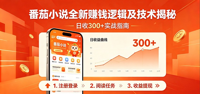 番茄小说全新赚钱逻辑及技术日收300+，小白新书皆可做！无脑赚就行了！-瀚洪创业网