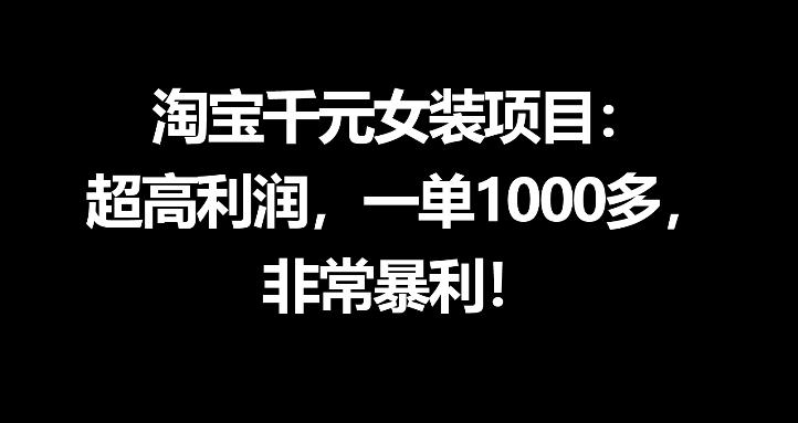 淘宝千元女装项目：超高利润，一单1000多，非常暴利-瀚洪创业网