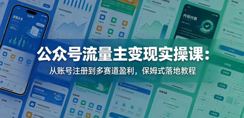 公众号流量主变现实操课：从账号注册到多赛道盈利，保姆式落地教程-瀚洪创业网