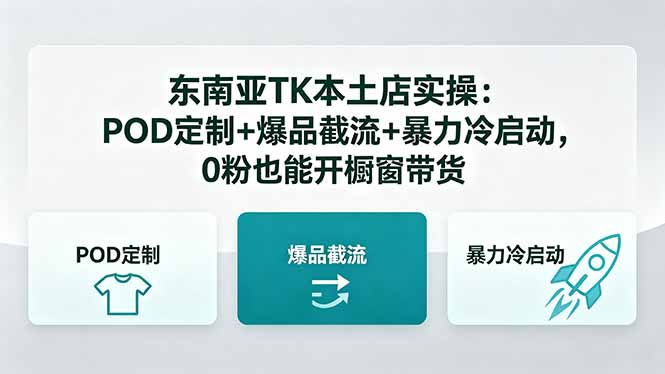东南亚TK本土店实操：POD定制+爆品截流+暴力冷启动，0粉也能开橱窗带货-瀚洪创业网