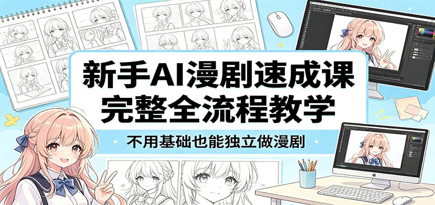 新手AI漫剧速成课：完整全流程教学，不用基础也能独立做漫剧-瀚洪创业网