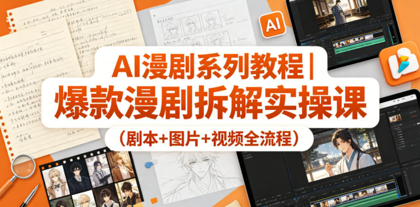 AI漫剧系列教程｜爆款漫剧拆解实操课(剧本+图片+视频全流程)-瀚洪创业网