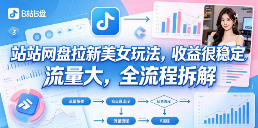 B站网盘拉新美女玩法，收益很稳定，流量大，全流程拆解-瀚洪创业网