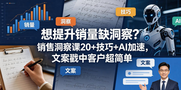 想提升销量缺洞察？销售洞察课20+技巧+AI加速，文案戳中客户超简单【原创双语字幕】-瀚洪创业网