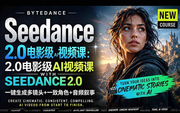 字节跳动的Seedance 2.0 AI电影视频生成制作教程，一键生成多镜头+一致角色+音频叙事-中英字幕-瀚洪创业网