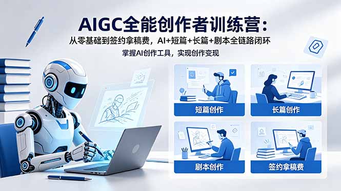 AIGC全能创作者训练营：从零基础到签约拿稿费，AI+短篇+长篇+剧本全链路闭环-瀚洪创业网