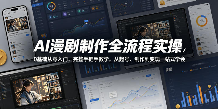 AI漫剧制作全流程实操，0基础从零入门，完整手把手教学，从起号、制作到变现一站式学会-瀚洪创业网