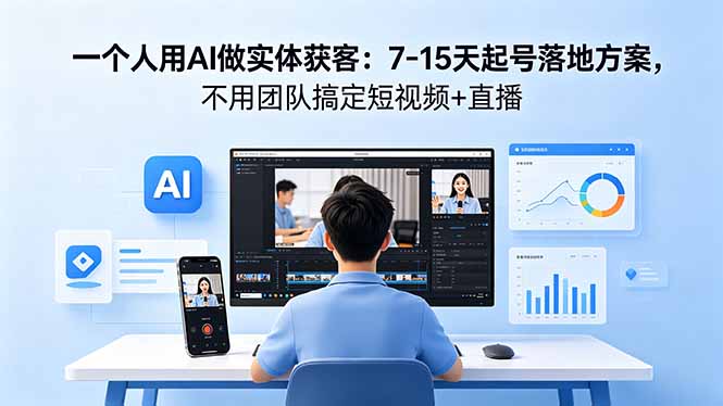 一个人用AI做实体获客：7-15天起号落地方案，不用团队搞定短视频+直播-瀚洪创业网