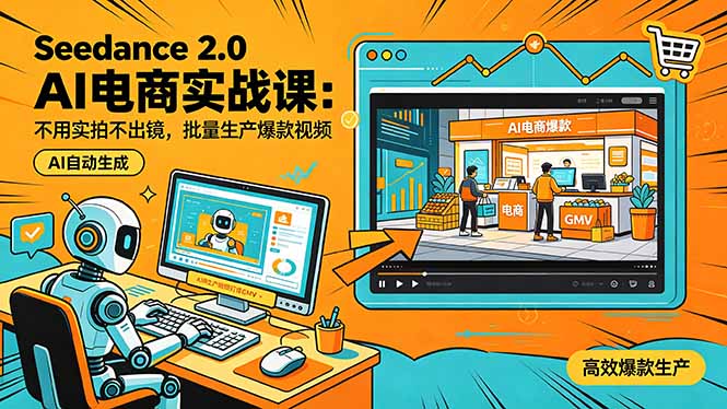 Seedance 2.0 AI电商实战课：不用实拍不出镜，批量生产爆款视频打爆GMV-瀚洪创业网