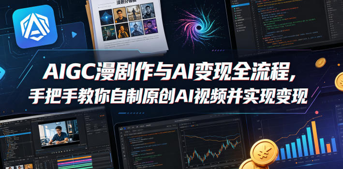 AIGC漫剧创作与AI变现全流程，手把手教你自制原创AI视频并实现变现-瀚洪创业网
