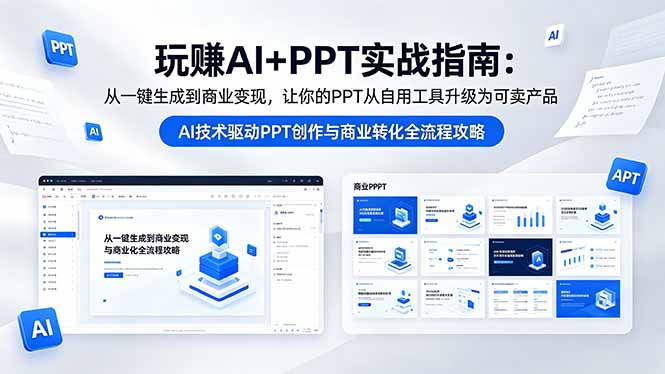 玩赚AI+PPT实战指南-更新5月13：从一键生成到商业变现，让你的PPT从自用工具升级为可卖产品-瀚洪创业网