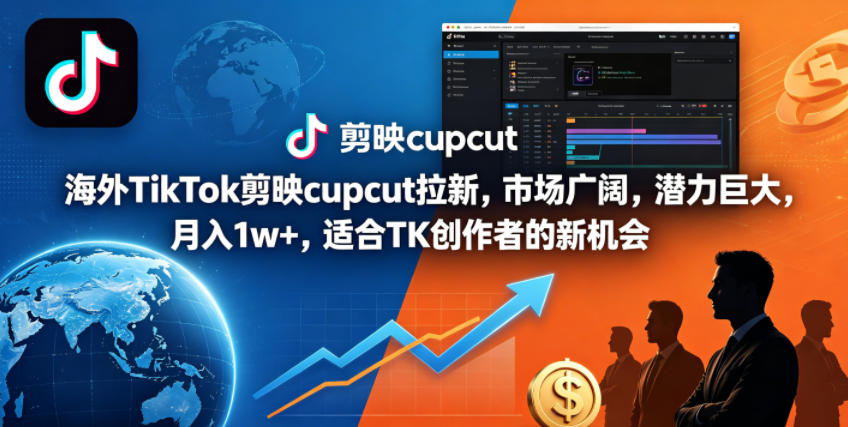 海外TikTok剪映cupcut拉新，市场广阔，潜力巨大，月入1w+，适合TK创作者的新机会-瀚洪创业网
