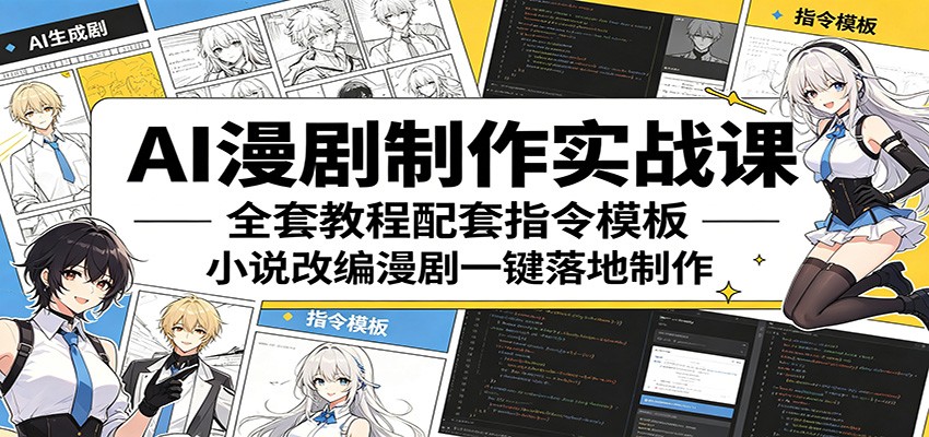 AI漫剧制作实战课：全套教程配套指令模板，小说改编漫剧一键落地制作-瀚洪创业网