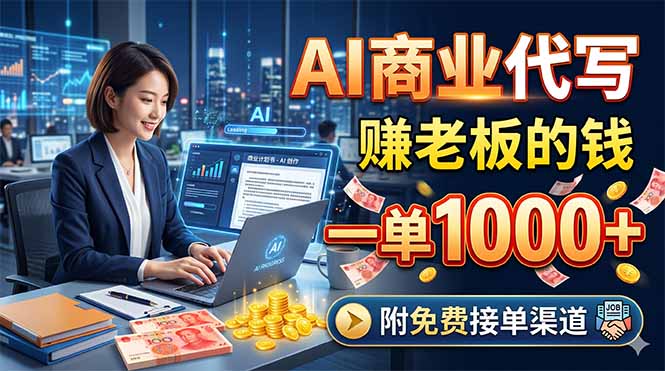 AI商业代写，赚老板的钱，一单1000+，附免费接单渠道-瀚洪创业网