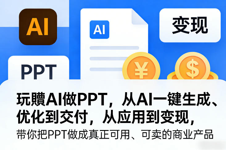 玩賺AI做PPT，从AI一键生成、优化到交付，从应用到变现，带你把PPT做成真正可用、可卖的商业产品(更新0513)-瀚洪创业网