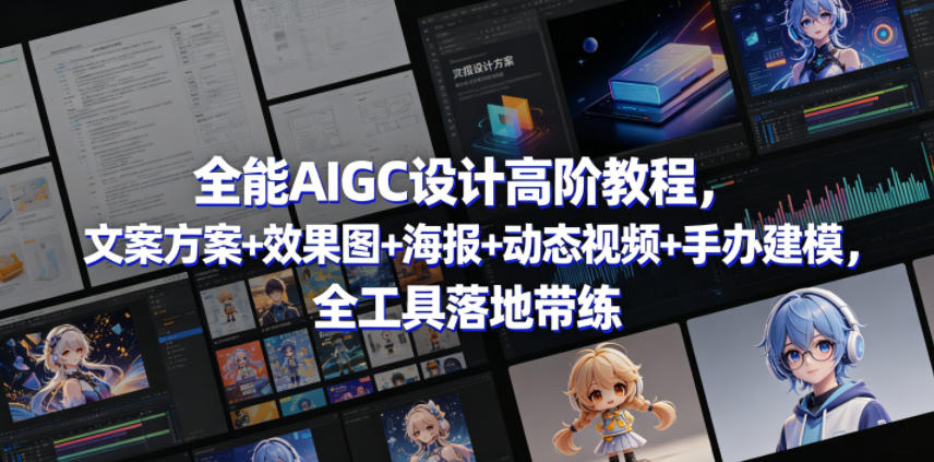 全能AIGC设计高阶教程，文案方案+效果图+海报+动态视频+手办建模，全工具落地带练-瀚洪创业网