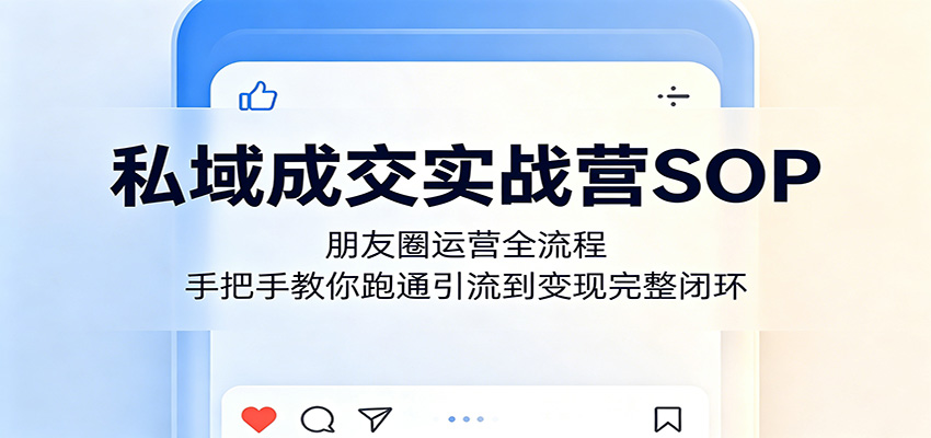 私域成交实战营SOP：朋友圈运营全流程，手把手教你跑通引流到变现完整闭环-瀚洪创业网