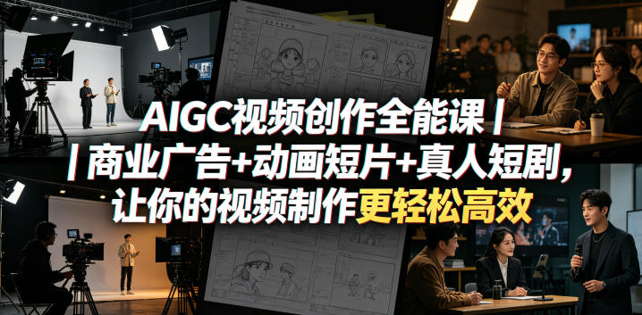 AIGC视频创作全能课｜商业广告+动画短片+真人短剧，让你的视频制作更轻松高效-瀚洪创业网